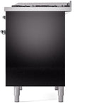ILVE Nostalgie II 40-Inch Dual Fuel Freestanding Range in Glossy Black with Chrome Trim (UPD40FNMPBKCLP)