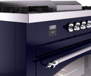 ILVE Nostalgie II 60-Inch Propane Gas Dual Fuel Range with 7 Burners, Griddle, & French Top with Triple Glass Door Oven in Midnight Blue with Chrome Trim (UP60FSNMPMBCLP)