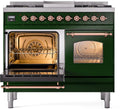 ILVE Nostalgie II 40-Inch Freestanding Natural Gas Dual Fuel Range in Emerald Green with Copper Trim (UPD40FNMPEGP)