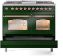 ILVE Nostalgie II 40-Inch Freestanding Natural Gas Dual Fuel Range in Emerald Green with Copper Trim (UPD40FNMPEGP)
