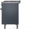 ILVE Nostalgie II 48-Inch Freestanding Natural Gas Dual Fuel Range in Blue Grey with Brass Trim (UP48FNMPBGG)