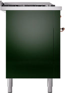 ILVE Nostalgie II 60-Inch Propane Gas Dual Fuel Range with 7 Burners, Griddle, & French Top with Triple Glass Door Oven in Emerald Green with Copper Trim (UP60FSNMPEGPLP)