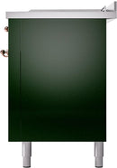 ILVE Nostalgie II 60-Inch Propane Gas Dual Fuel Range with 7 Burners, Griddle, & French Top with Triple Glass Door Oven in Emerald Green with Copper Trim (UP60FSNMPEGPLP)