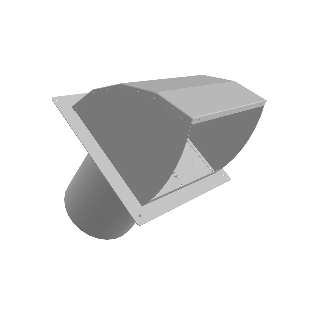 6-inch metal wall duct cap, flared hood with top cover