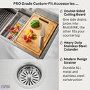 Forno Acqua 33-Inch Drop-In/Undermount 3 Level Workstation Sink with Faucet, Waterfall & Glass Rinser (E-ZP30)