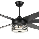 Parrot Uncle 70-Inch Modern DC Motor Downrod Mount Reversible Ceiling Fan with Lighting and Remote Control (F8246BK110V)