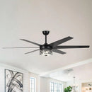 Parrot Uncle 70-Inch Modern DC Motor Downrod Mount Reversible Ceiling Fan with Lighting and Remote Control (F8246BK110V)