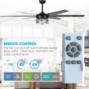 Parrot Uncle 70-Inch Modern DC Motor Downrod Mount Reversible Ceiling Fan with Lighting and Remote Control (F8246BK110V)