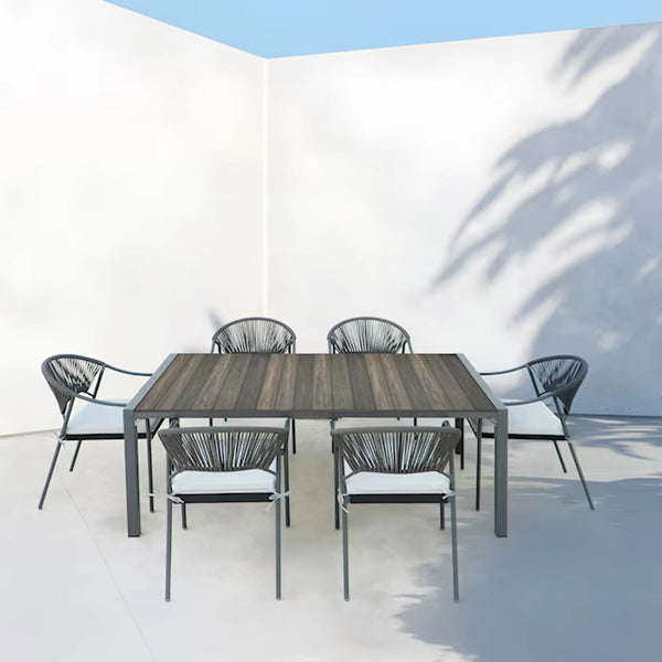 Deko Living 6 Place Seating Black Outdoor Patio Dining Chairs and Table Set (COP30803)