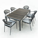 Deko Living 6 Piece Seating Black Outdoor Patio Dining Chairs and Table Set (COP30803)