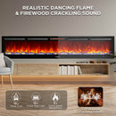 TURBRO In Flames INF98W-3D WiFi Smart Wall Mounted Electric Fireplace, Tempered Glass, 1500W Infrared Quartz Heating (707-98-189A)