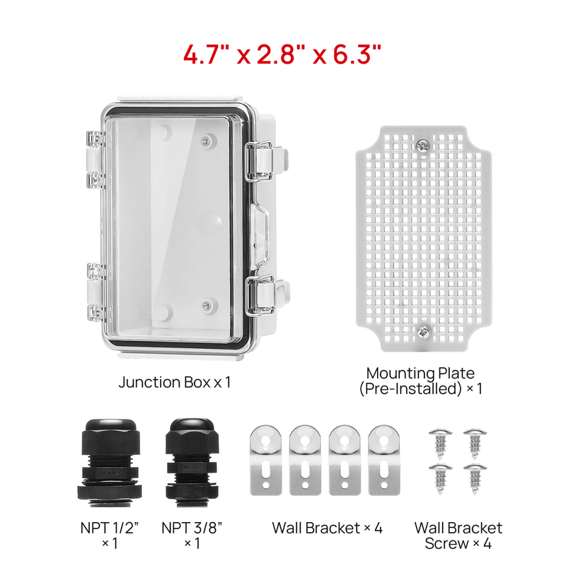 TURBRO Outdoor Electrical Waterproof Junction Box, Transparent Cover
