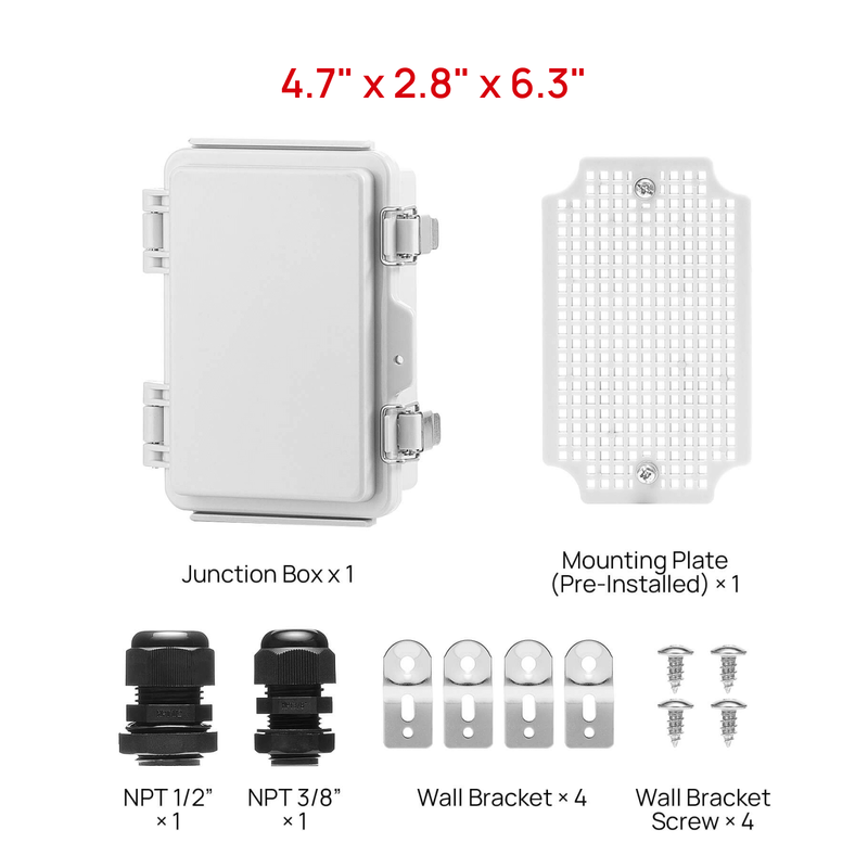 TURBRO Outdoor Electrical Waterproof Junction Box, Grey Cover (707-9E-101)