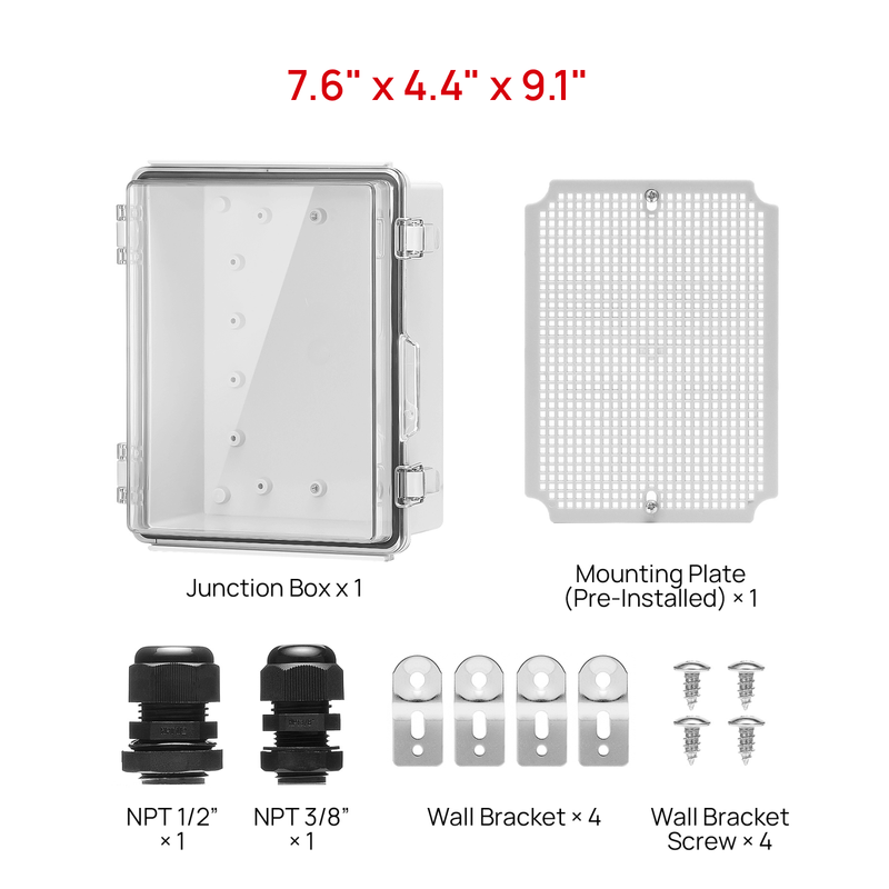 TURBRO Outdoor Electrical Waterproof Junction Box, Transparent Cover