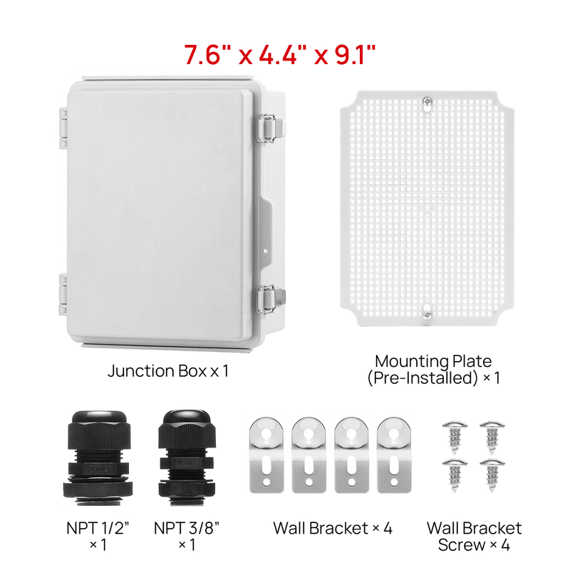 TURBRO Outdoor Electrical Waterproof Junction Box, Grey Cover (707-9E-101)