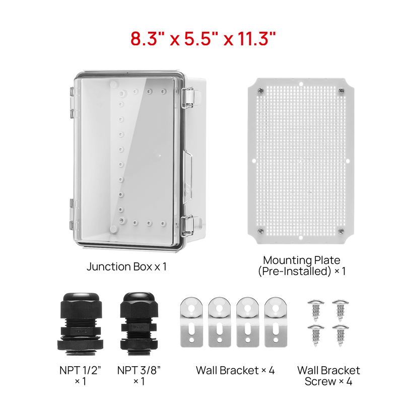 TURBRO Outdoor Electrical Waterproof Junction Box, Transparent Cover