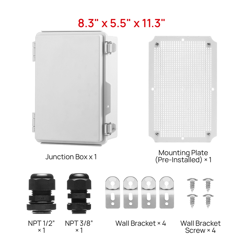 TURBRO Outdoor Electrical Waterproof Junction Box, Grey Cover (707-9E-101)