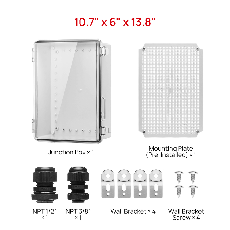 TURBRO Outdoor Electrical Waterproof Junction Box, Transparent Cover