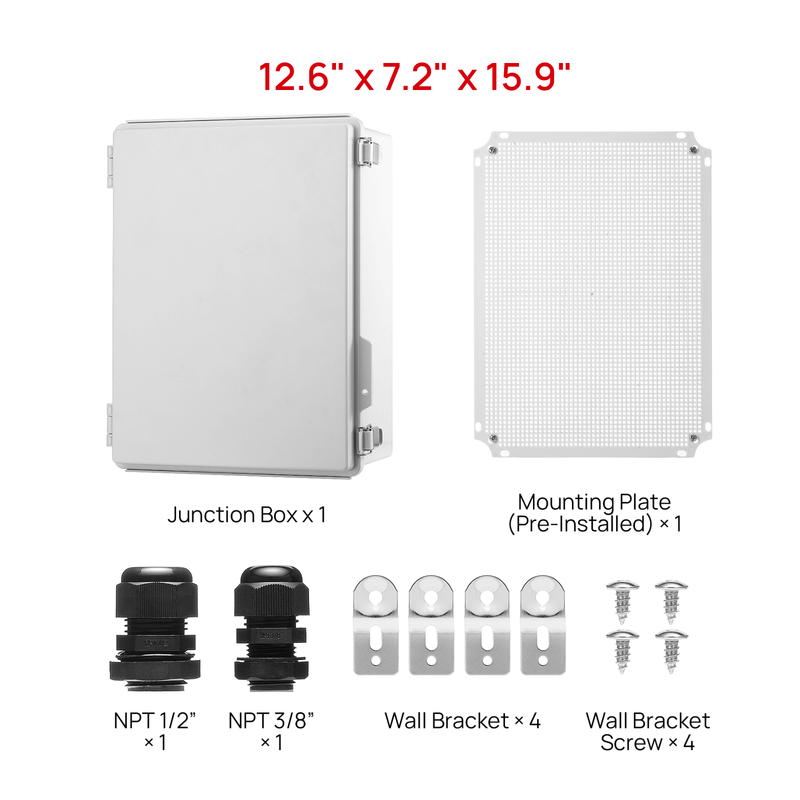 TURBRO Outdoor Electrical Waterproof Junction Box, Grey Cover (707-9E-101)
