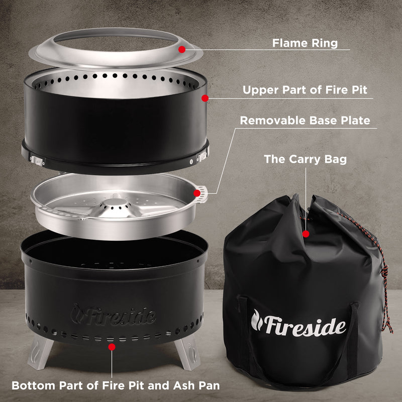 TURBRO Pluto R19-PG Smokeless Outdoor Fire Pit -  Painted Black (707-FP-R19PG)