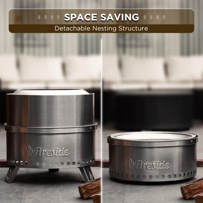 TURBRO Pluto R19-SS Smokeless Outdoor Fire Pit in Stainless Steel (707-FP-R19SS)