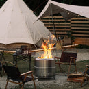 TURBRO Pluto R19-SS Smokeless Outdoor Fire Pit in Stainless Steel with Fast Ignition and Foldable Legs (707-FP-R19SS)