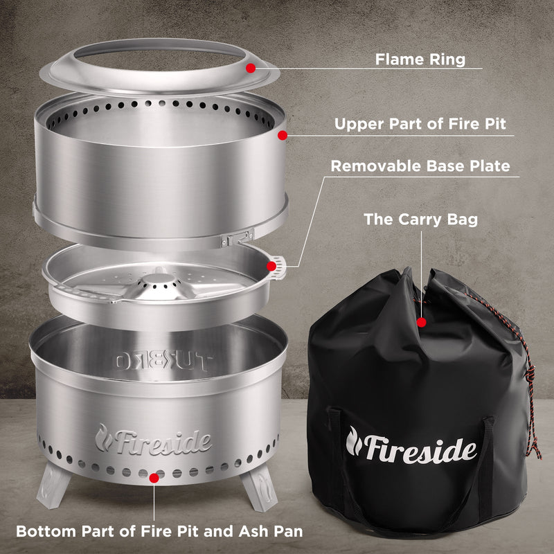 TURBRO Pluto R19-SS Smokeless Outdoor Fire Pit in Stainless Steel (707-FP-R19SS)