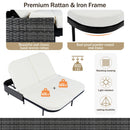 Parrot Uncle Outdoor Patio Rattan Daybed with 5-Position Adjustable Backrest, Removable Cushions & Pillows for Garden, Backyard, Poolside