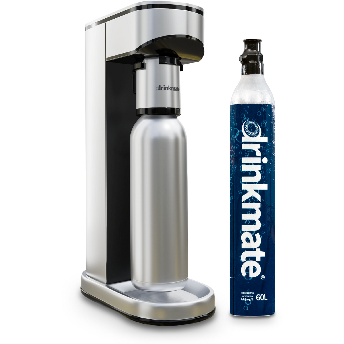 Drinkmate LUX Stainless Steel Sparkling Water and Soda Maker with 0.7L Stainless Steel Bottle and 60L CO2 Cylinder (710-20-14Z)