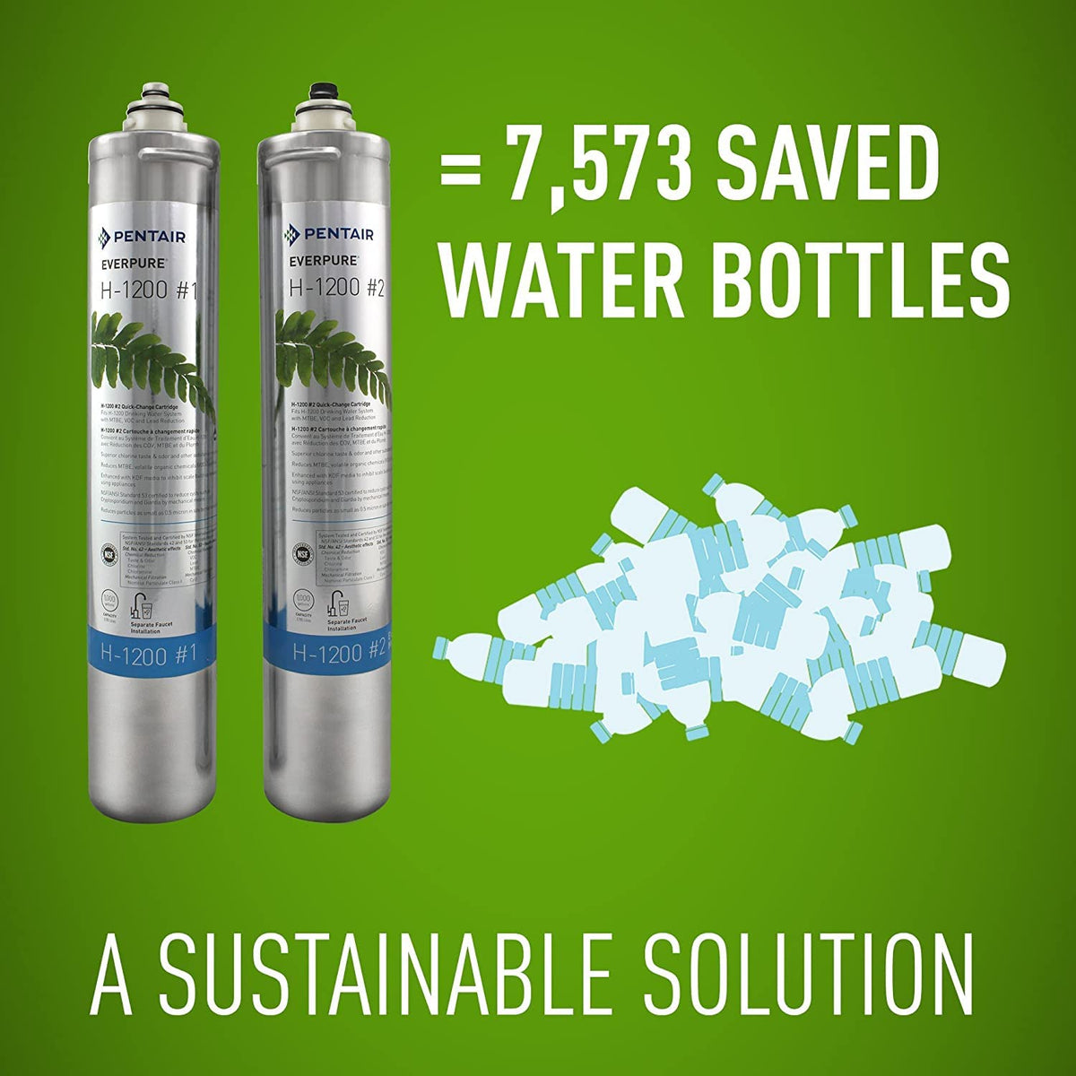 Two stainless steel filter cartridges for Pentair Everpure H-1200 drinking water system