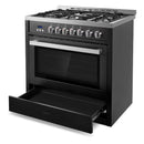 Cosmo 36-Inch Professional Style Gas Range with 5 Gas Burners and 3.8 Cu. Ft. Convection Oven in Matte Black (COS-965AGC-BKS)