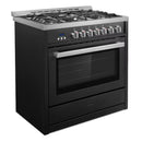 Cosmo 36-Inch Professional Style Gas Range with 5 Gas Burners and 3.8 Cu. Ft. Convection Oven in Matte Black (COS-965AGC-BKS)