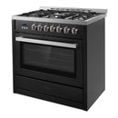 Cosmo 36-Inch Professional Style Gas Range with 5 Gas Burners and 3.8 Cu. Ft. Convection Oven in Matte Black (COS-965AGC-BKS)