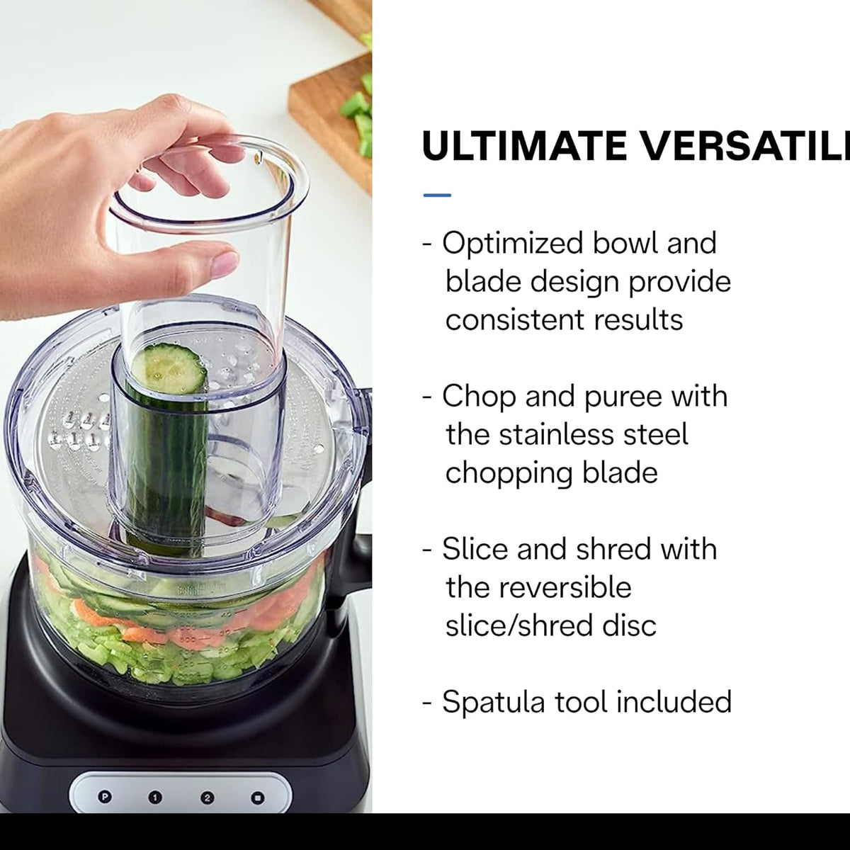 Braun food processor bowl with chopping blade attachment inside, viewed from above