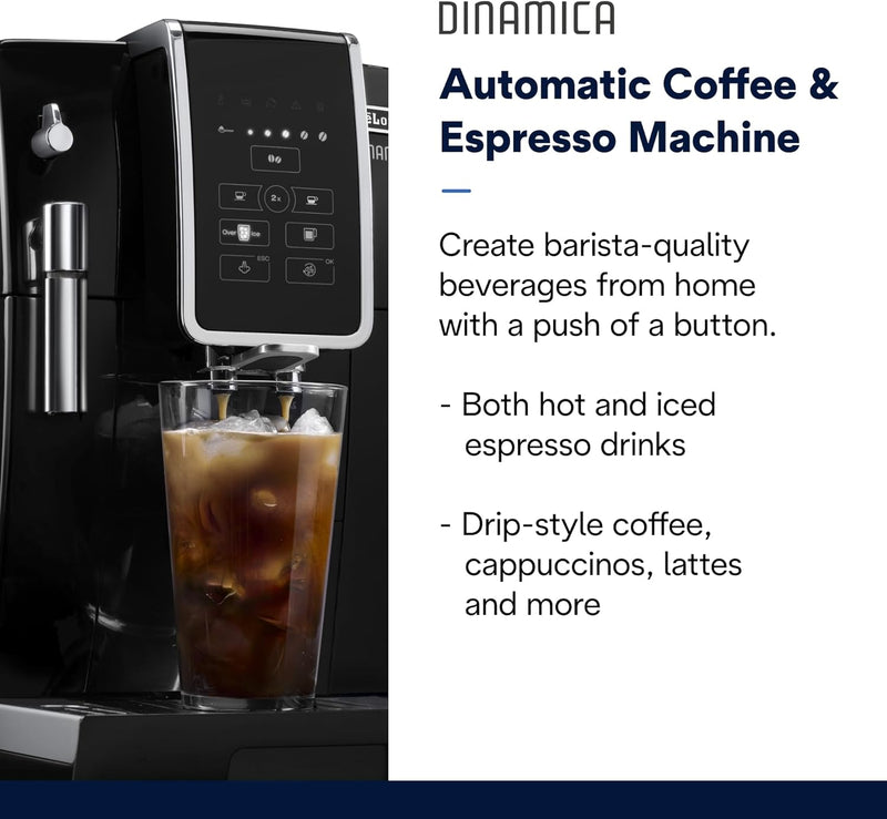 De'Longhi Dinamica Fully Automatic Coffee and Espresso Machine in Black (ECAM35020B)