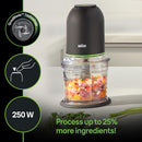 Braun Easy Prep Mini 4 Cup Chopper, 250W Quadblade Technology in Black (CH3012BK)