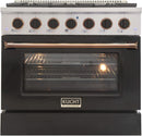 Kucht Signature 36" Propane Gas Range in Stainless Steel with Black, Gold & Silver (KNG361/LP-K-GOLD)