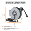 Giraffe Tools 1/4-Inch 60-65 Ft Retractable Pressure Hose Reel with Auto-Rewind