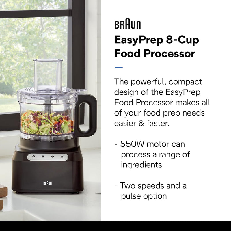Braun 500W Easy Prep 8 Cup Food Processor in Black (FP3101BK)