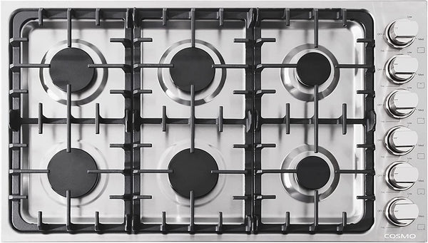 Cosmo 36-Inch Gas Cooktop with 6 Burners in Stainless Steel (COS-DIC366)