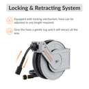 Giraffe Tools 1/4-Inch 60-65 Ft Retractable Pressure Hose Reel with Auto-Rewind