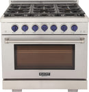 Kucht 36-Inch Propane Gas Range in Stainless Steel with Blue Knob (KFX360/LP-B)
