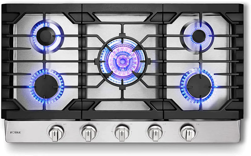 Fotile 2-Piece Appliance Package - 36-Inch Tri-Ring Burner Gas Cooktop and Under Cabinet Range Hood