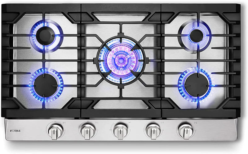 Fotile 2-Piece Appliance Package - 36-Inch Tri-Ring Burner Gas Cooktop and Insert Range Hood