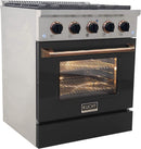 Kucht Signature 30-Inch Propane Gas Range with Convection Oven in Black with Black Knobs & Gold H&le (KNG301/LP-K-GOLD)