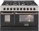 Kucht Signature 48-Inch 6.7 cu ft. Propane Gas Range with Black Door & Rose Gold Accents (KNG481/LP-K-ROSE)