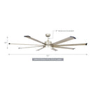 Parrot Uncle 72-Inch Bankston Modern Satin Nickel DC Motor Downrod Mount Ceiling Fan with LED Lighting and Remote Control (F8220110V)