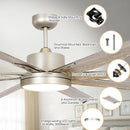 Parrot Uncle 72-Inch Bankston Modern Satin Nickel DC Motor Downrod Mount Ceiling Fan with LED Lighting and Remote Control (F8220110V)