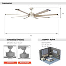 Parrot Uncle 72-Inch Bankston Modern Satin Nickel DC Motor Downrod Mount Ceiling Fan with LED Lighting and Remote Control (F8220110V)