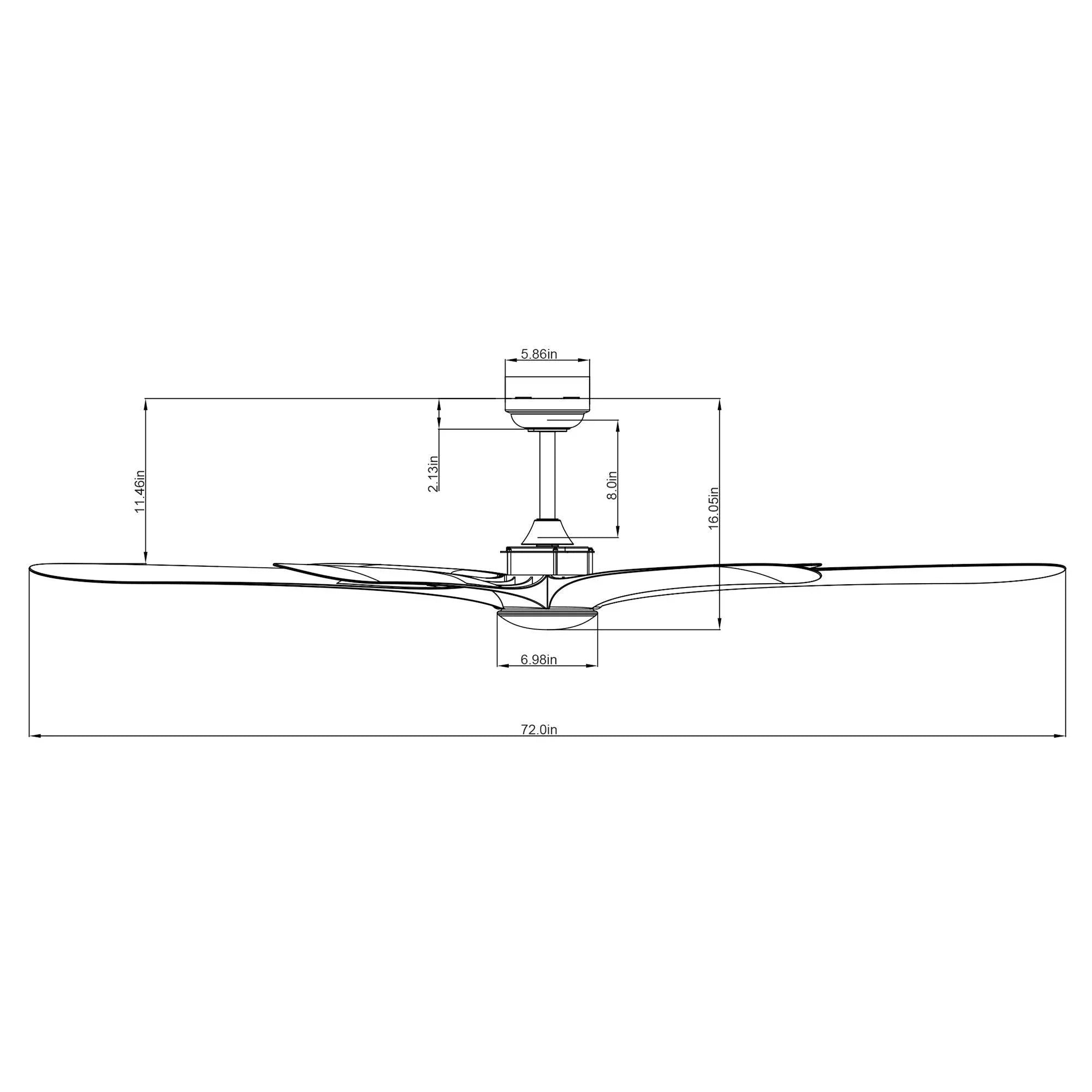 72-inch reversible ceiling fan with light, downrod mount, and five blades